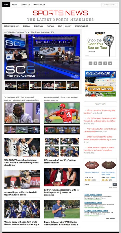 [NEW DESIGN] * SPORTS NEWS * blog website business for sale w/ AUTOMATIC CONTENT gallery