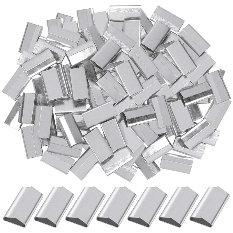 100 Pcs 3/4″ Strapping Closed Seals Galvanized Steel Banding Clips for Packaging