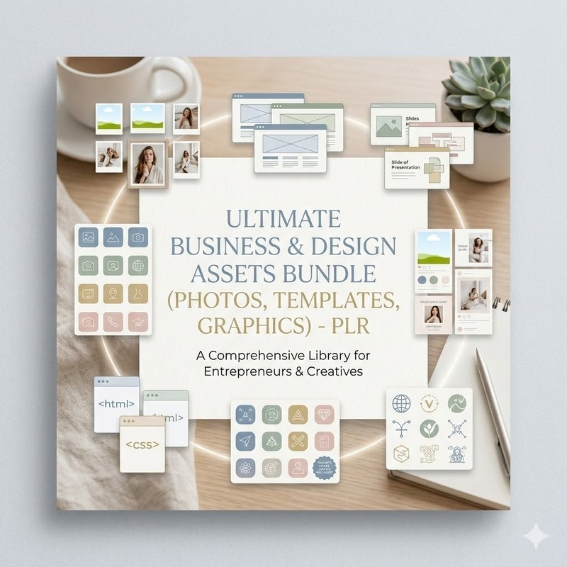 Ultimate Business & Design Assets Bundle (Photos, Templates, Graphics) - PLR