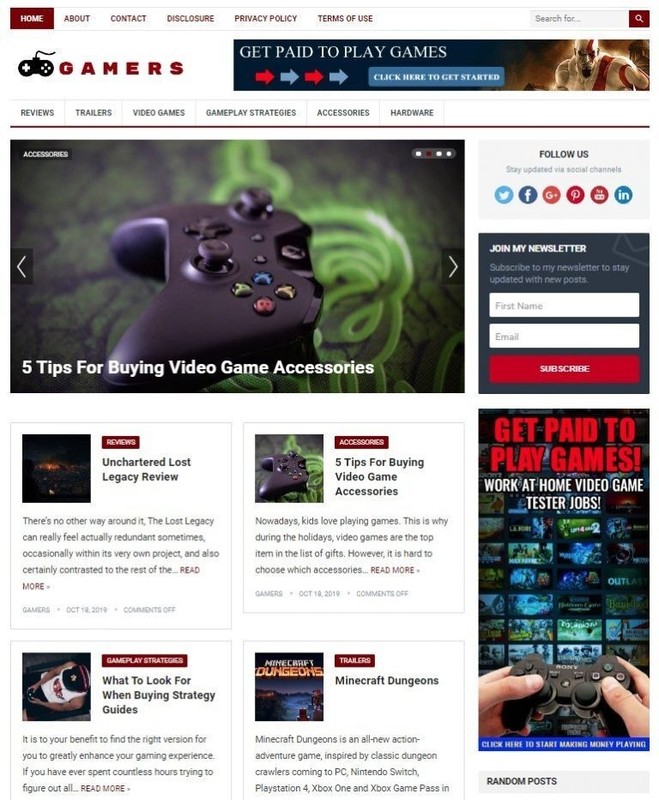 DFY GAMING WORDPRESS THEME+FREE SETUP PRE-DESIGNED BANNERS AND ADS
