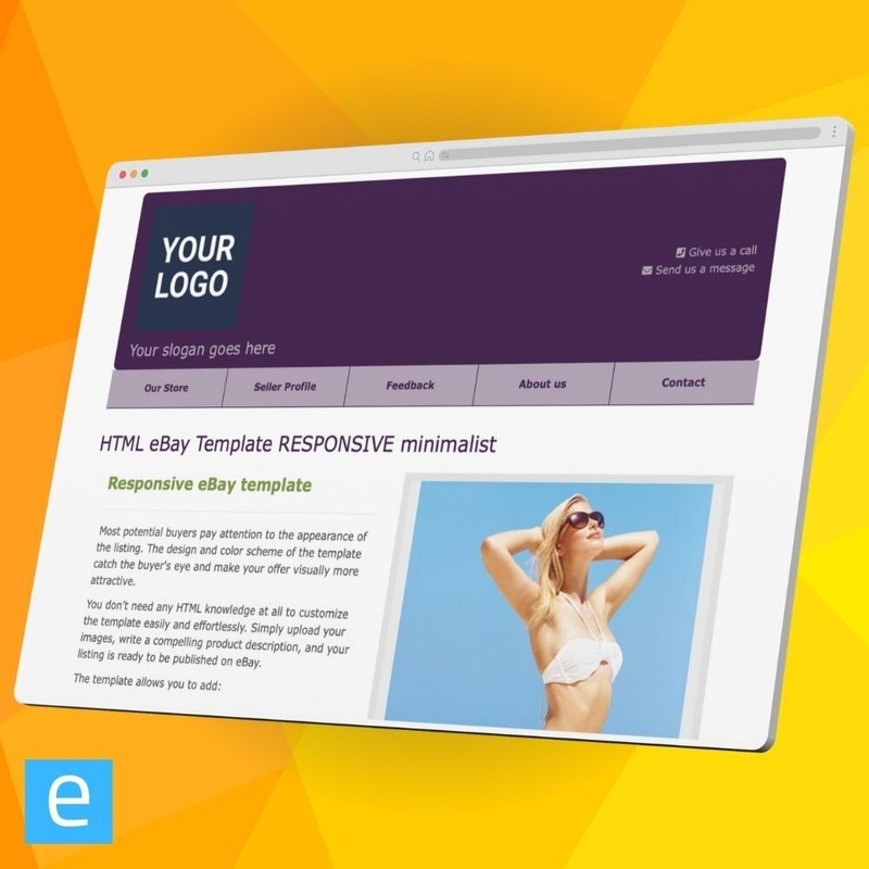 eBay Template RESPONSIVE minimalist - ebay auction template - no html required gallery
