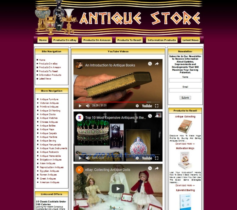 ANTIQUE STORE WEBSITE FOR SALE.Amazon Store Google Youtube Business