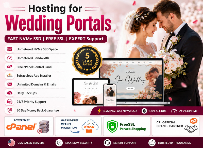 Hosting for Wedding Portals – 💍 Fast SSD | Free SSL | Emails | Only $14.99/Year