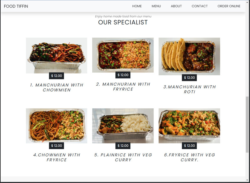 Food Tiffin HTML Bootstrap Responsive Template gallery