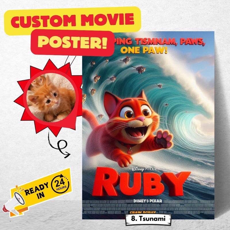 Custom Pixar Movie Poster- Personalized Digital Artwork gallery