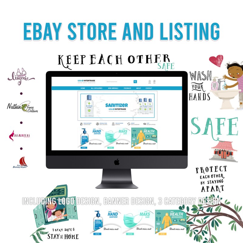 eBay store Listing Template design, Emerald theme Purple FREE LOGO,BANNER DESIGN gallery