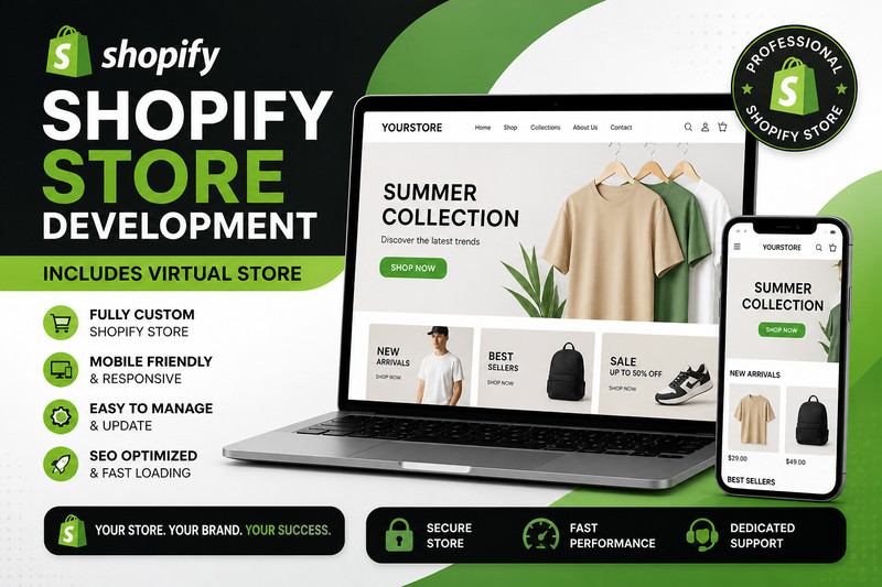 Shopify Store Setup Service with Android and iOS App and 3D Virtual Store