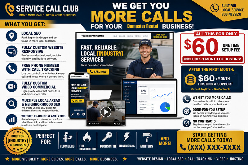 Dumpster Rental Website Design Local SEO Call Tracking | Get More Calls Video