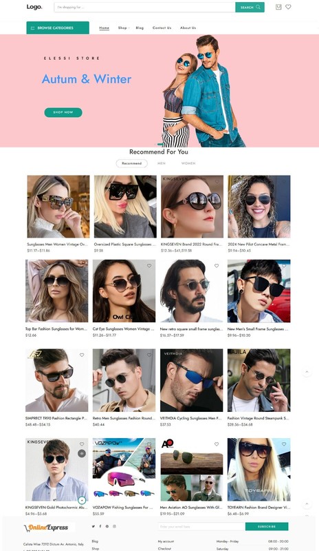 Dropshipping EcommerceAffiliate Business Website, Free Hosting + Sun Glasses