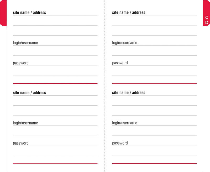 Pocket-Sized Internet Address & Password Logbook (removable cover band for secur gallery