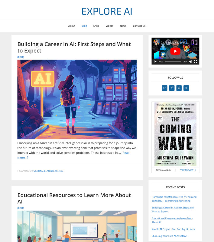 [NEW DESIGN] * Explore AI Website * Artificial Intelligence Blog AUTO CONTENT gallery