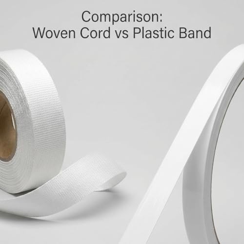 QWORK 3/4" x 250' Woven Polyester Cord Strap 2400 lb Strength Packaging Bundling gallery