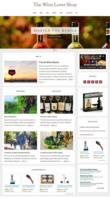 [NEW DESIGN] * WINE LOVER STORE * blog website business for sale AUTO CONTENT gallery