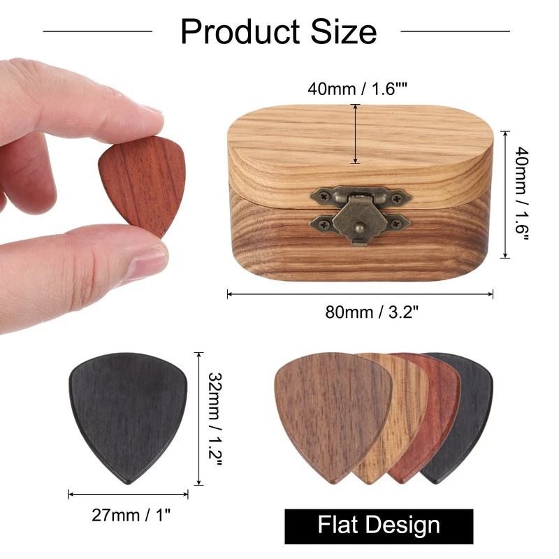 Wood Guitar Pick Holder with 5 Pack Flat Guitar Picks for Guitar Lover,2.5mm gallery