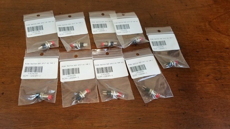 PUSH SWITCH MOM 1P1T NC THR SOL 7MM RED CAP – 10$ LOT OF 9 NEW