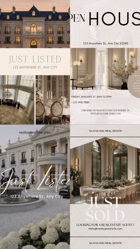 Old money Luxury Real Estate Bundle Canva Templates. (32 Templates)