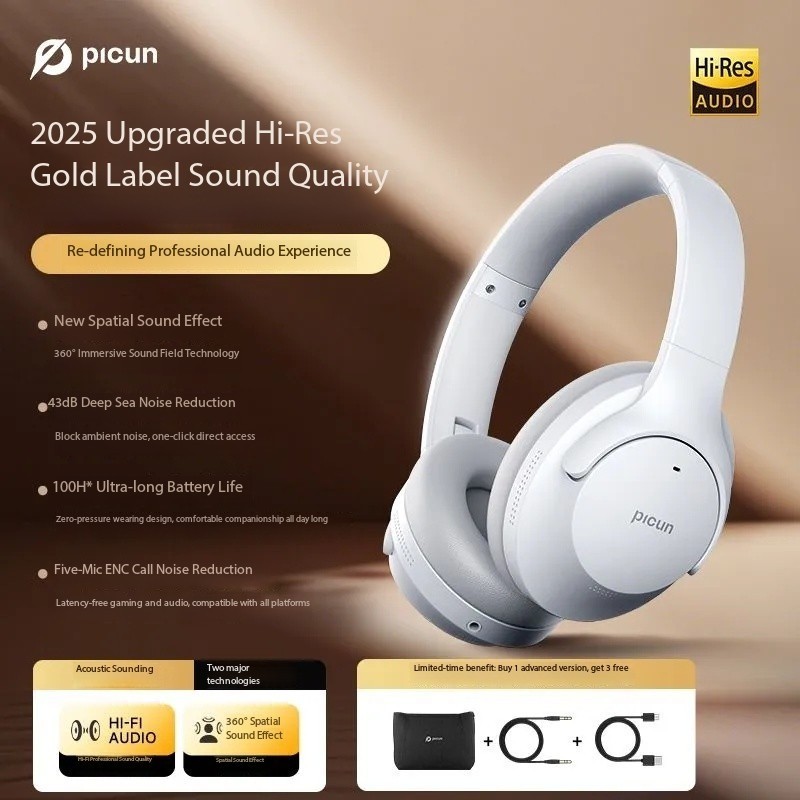 Pincun ANC-05L Active Noise Cancelling Over-Ear Wireless Bluetooth Headphones gallery