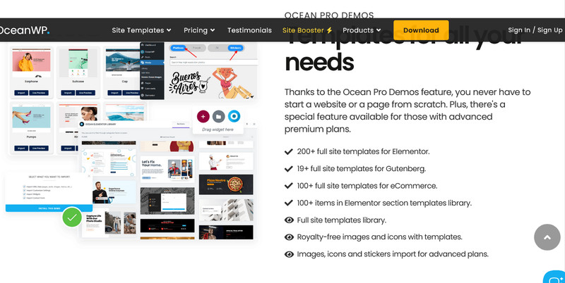 Ocean Wordpress premium Theme including Ocean WordPress Plugins gallery