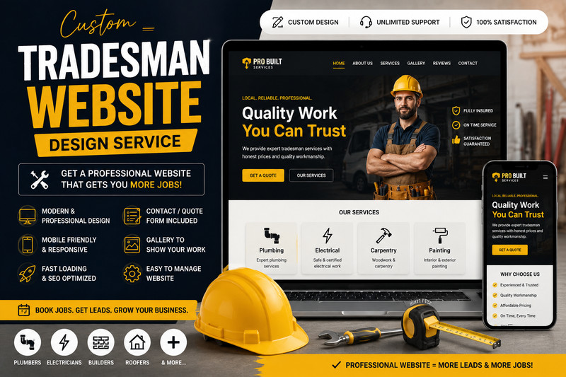Custom Tradesman Website Design | Plumber Electrician Builder Business Website S gallery