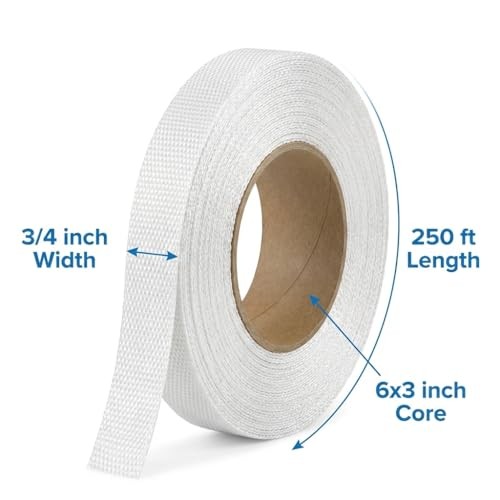 QWORK 3/4" x 250' Woven Polyester Cord Strap 2400 lb Strength Packaging Bundling gallery