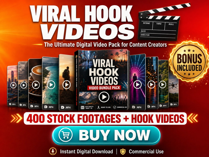 DIGITAL Viral Hooks Videos + Bonus 400 Stock Videos gallery