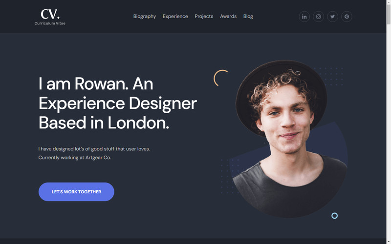 DFY CV (Dark) WordPress Theme+free Install