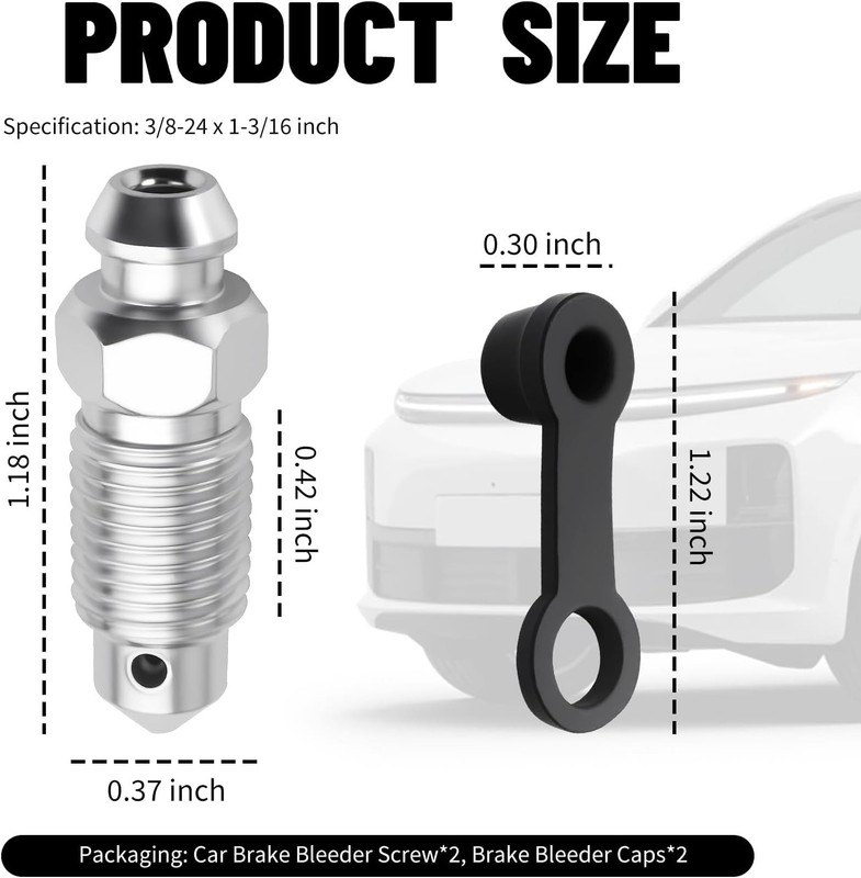 2PCS Brake Bleeder Screw 3/8-24 × 1-3/16 with Grease Fitting Caps,Brake Bleeder gallery