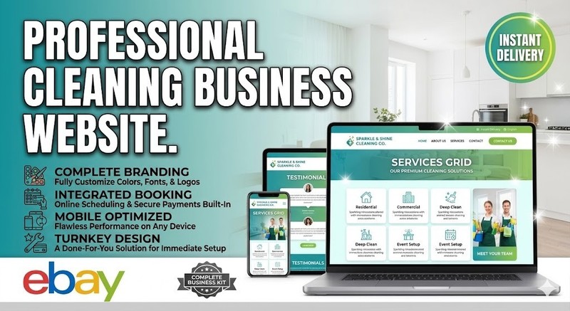 Turnkey Cleaning Business Website | Complete Client Booking Hub & Invoice System gallery