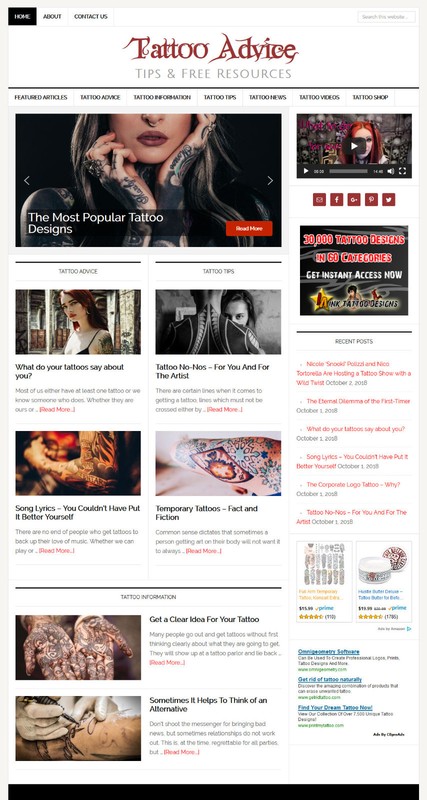 * TATTOO TIPS * niche website business for sale with AUTO UPDATING CONTENT! gallery