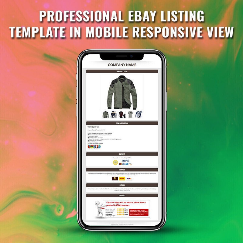 eBay Listing Template HTML Professional Mobile Responsive Design 2019 Universal gallery