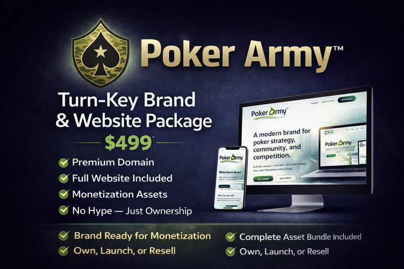 Poker Army™ – Turn-Key Brand + www.Poker.Army Premium Domain & Website Web Asset gallery