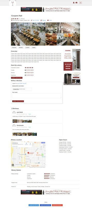 Wines and Wineries Review Board as Web Application with mobile responsive design gallery