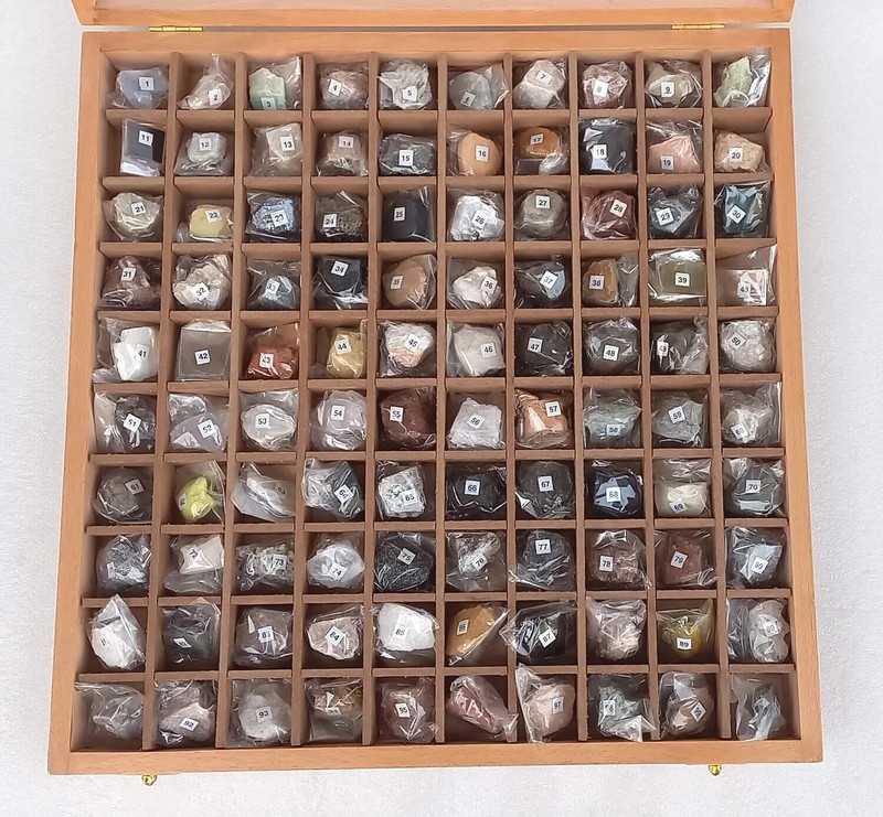 100 Rocks & Minerals Collection in Wooden Box with free expedite shipping gallery