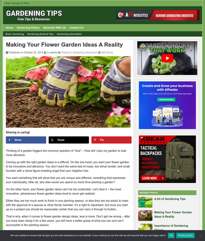 GARDENING GUIDE Website Business For Sale - Work From Home Internet Business gallery