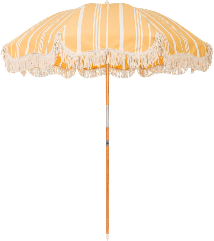 Chic Boho Beach Umbrella - 6' UPF 50+ with 7' Wooden Pole for Sun Safety