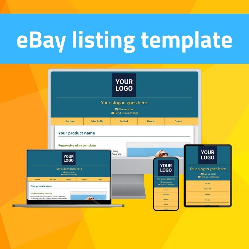 eBay Template - Responsive modern - blue/yellow - Mobile Optimized + Editor