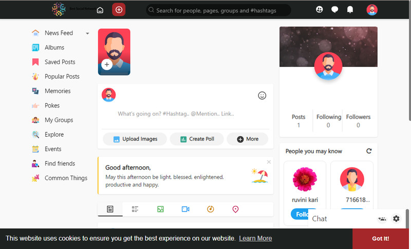 Social Network website Responsive multi language Free Hosting / Complete Setup