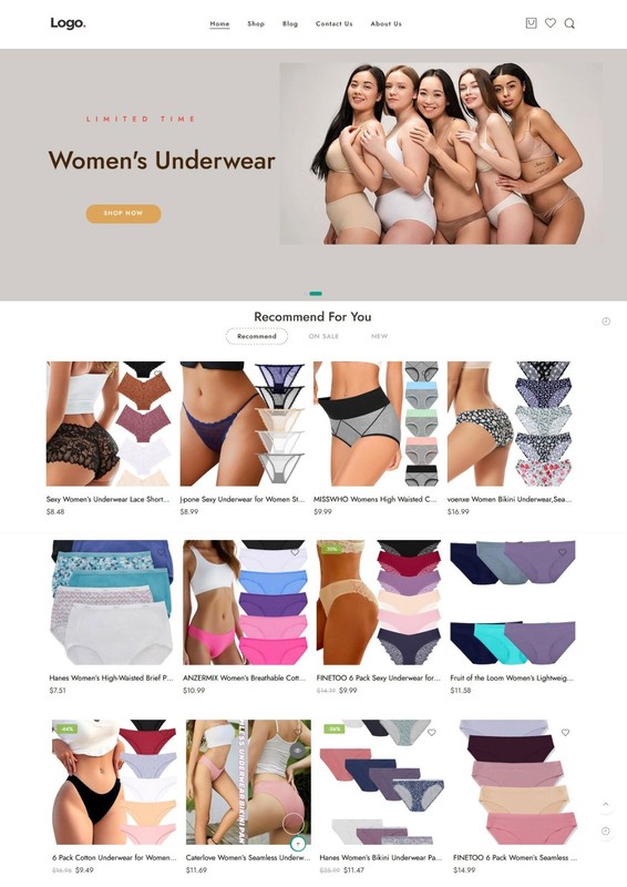 Women’s Panties Store, DropShipping Affiliate Website, Free Hosting+Products