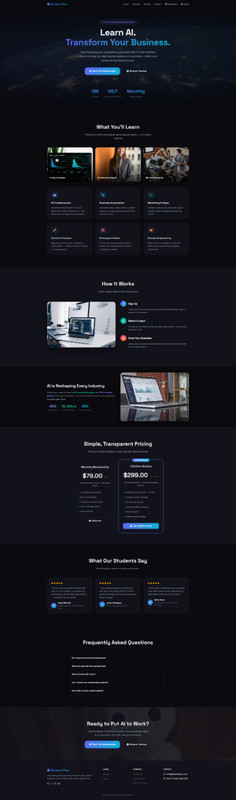 AI Learn Pros Online Education Business Website AI Training Platform