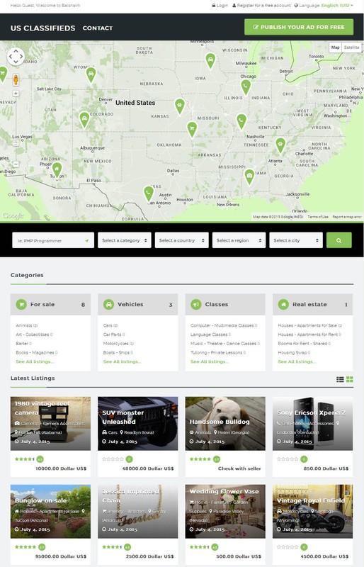 Classifieds Ads Website with Google Map + Free Hosting