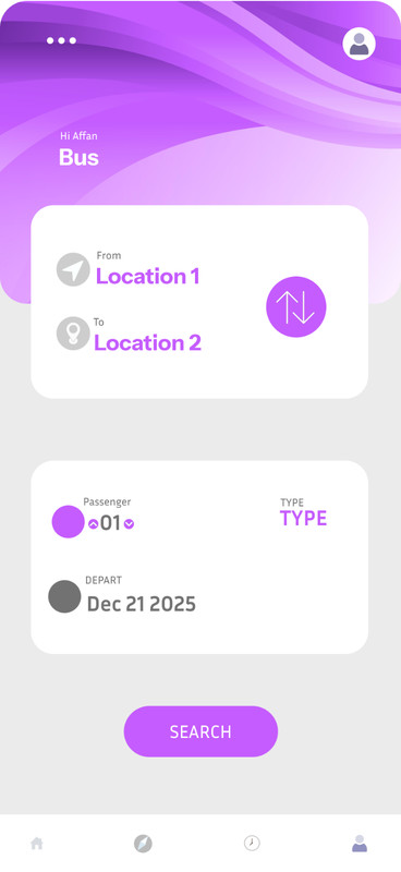 Bus Ticket App UI Template | Mobile Travel Booking Design | Modern Purple Layout gallery