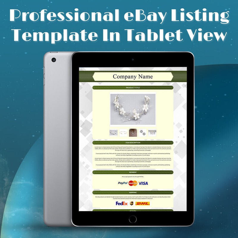 Mobile Responsive HTML eBay Listing Template Auction Template Universal gallery
