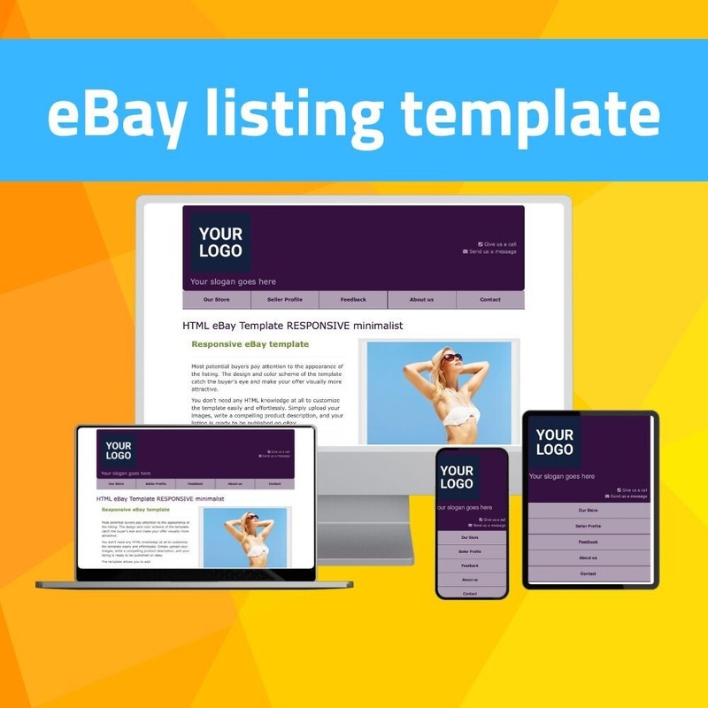 eBay Template RESPONSIVE minimalist - ebay auction template - no html required
