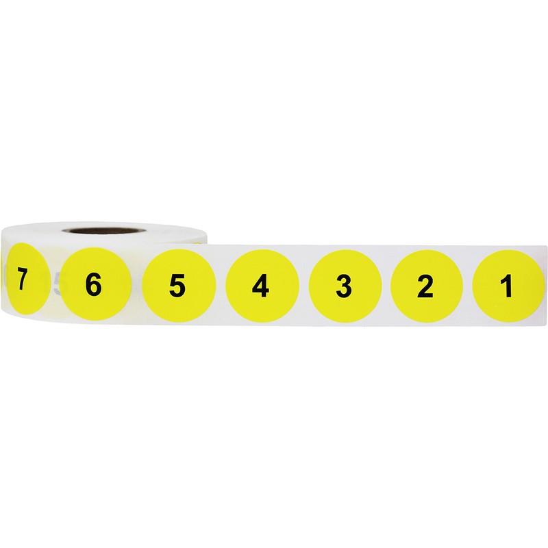 Yellow & Black Consecutive Number Inventory Labels 1 - 1000 | 1" inch Round gallery