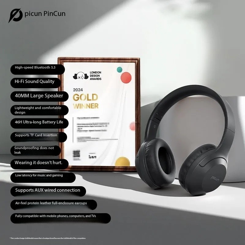 Pincun B-01S Bluetooth Headphones Over-Ear Noise-Canceling Gaming Music Wireless gallery