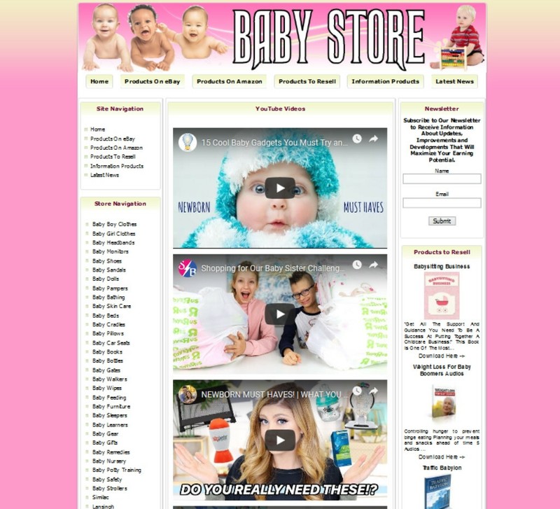New Baby Store Shop Online Business Website For Sale. Amazon+Google Adsense